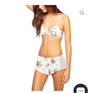Wildfox Floral White Bra Set bouquet bralette and short.